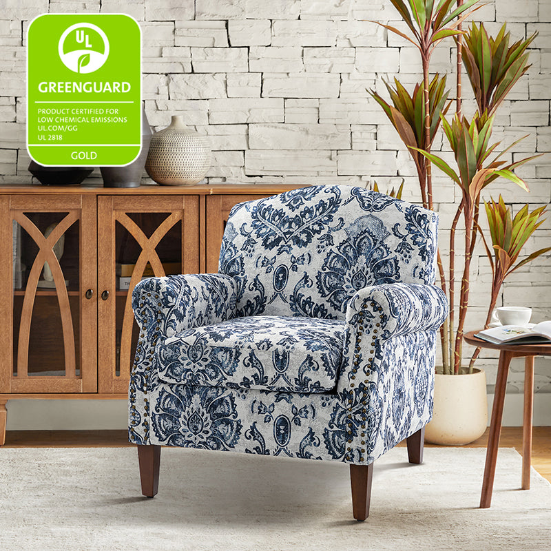 Matteo Upholstered Armchair with Nailhead Trim - Modern Accent Chair for Living Room, Bedroom & Office - Comfortable Lounge Chair with Stylish Nailhead Detailing