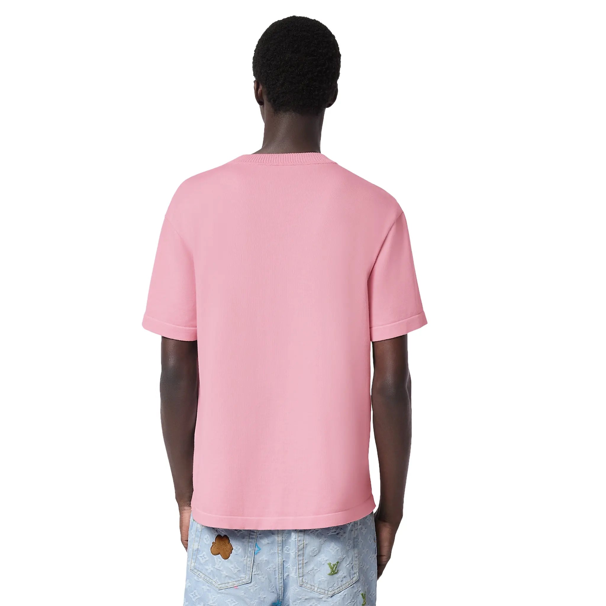 Louis Vuitton Signature Embroidered Coral Blush Pink Crewneck T-Shirt for Women | Luxury Casual Wear for Outings & Social Events