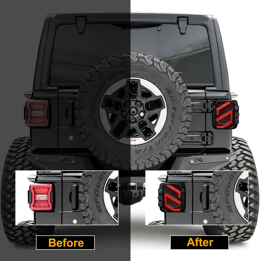 LOYO LED Tail Lights for Jeep Wrangler JL JLU 2018+ - Black Lens S Style Replacement Lights - Waterproof & Durable for Off-Road & Night Driving