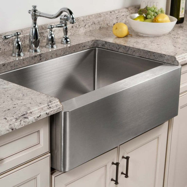 Houzer Epicure Series 30-Inch Apron Front Farmhouse Single Bowl Stainless Steel Kitchen Sink with Basket Strainer - Perfect for Rustic Farmhouse, Modern, and Traditional Kitchen Designs