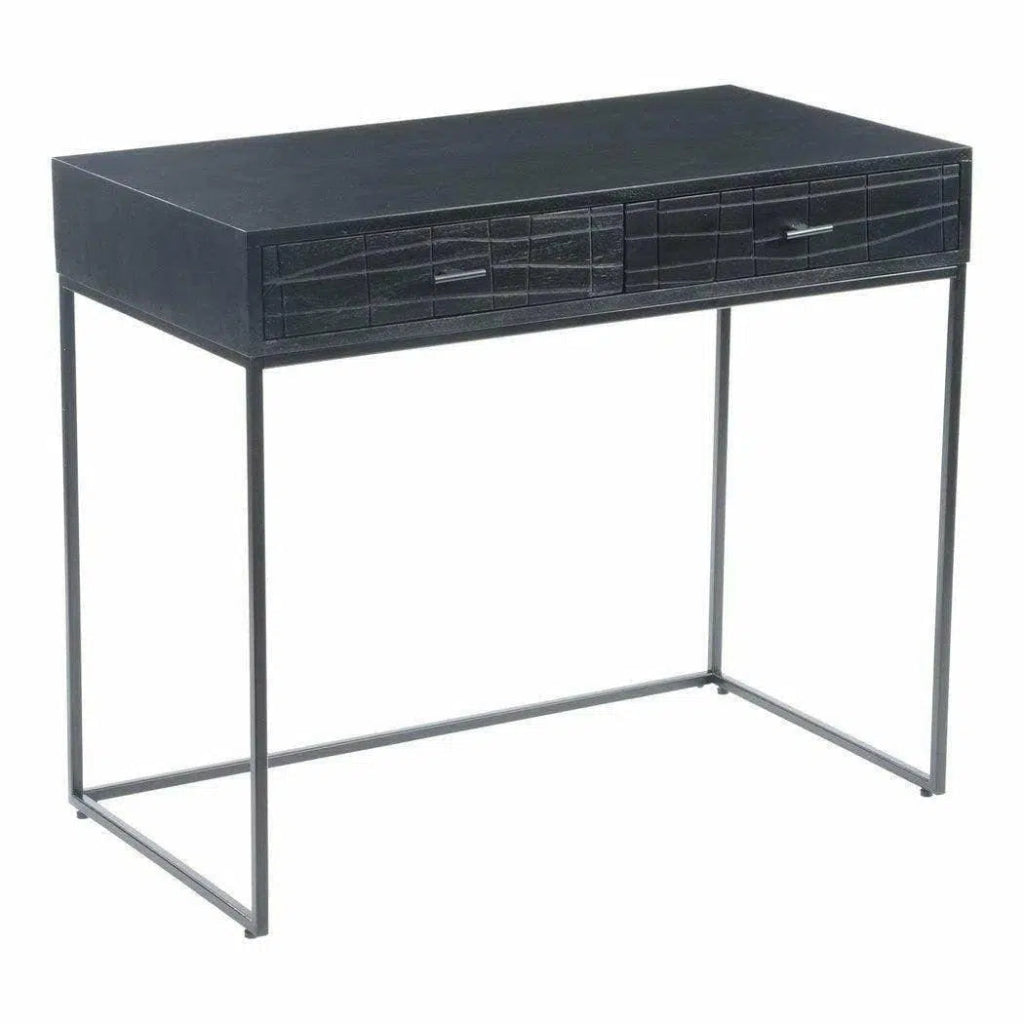 35.5 Inch Modern Black Writing Desk for Home Office - Stylish & Spacious Workspace for Studying, Working, or Gaming