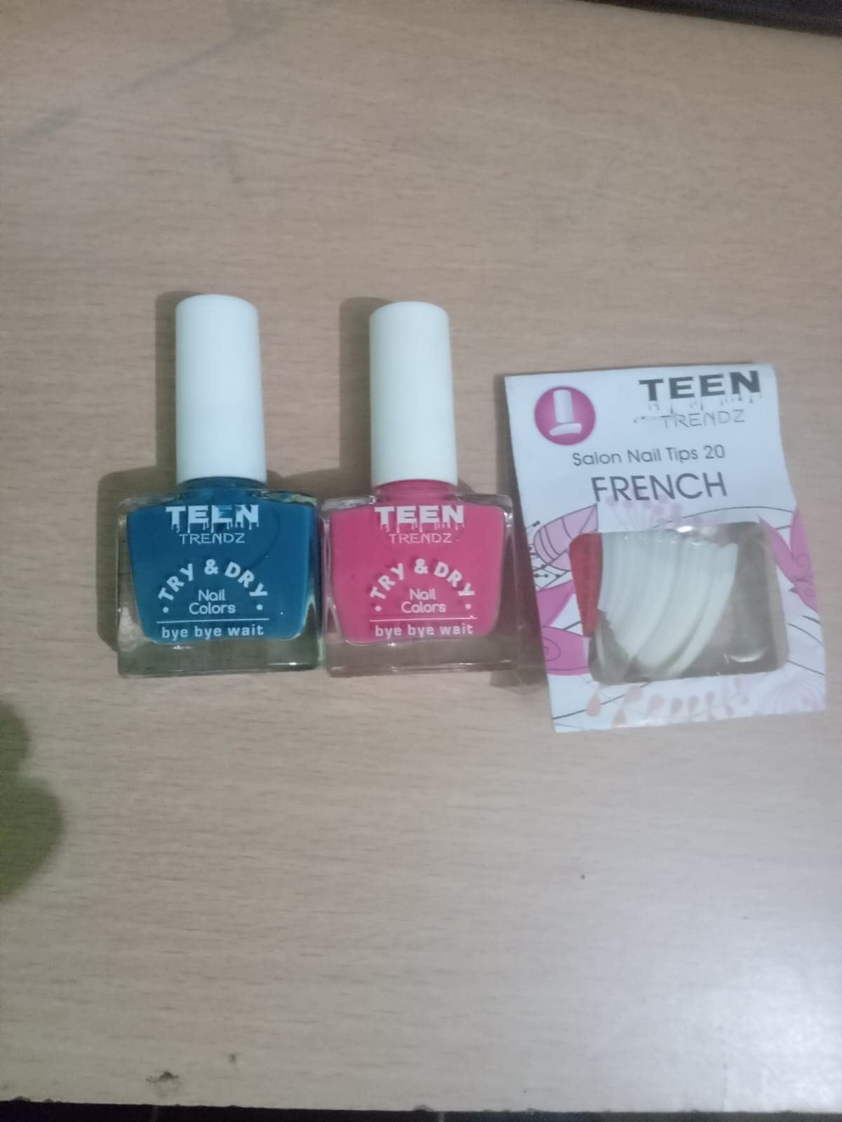 NS TEEN TRENDZ TRY & DRY Nail Polish Pack of 2 with Free Salon Nail Tips (20 Count) & Nail Glue | Quick-Dry Nail Colors for Teens, At-Home Manicures & Nail Art Designs