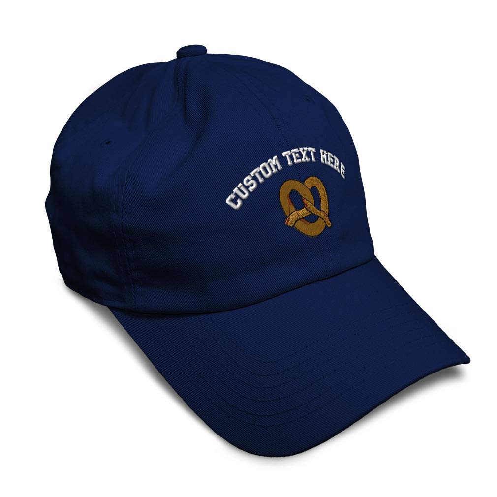 Custom Soft Baseball Cap with Pretzel Embroidery - Twill Cotton Dad Hats for Men & Women - Perfect for Baking Enthusiasts, Casual Wear & Gift Giving