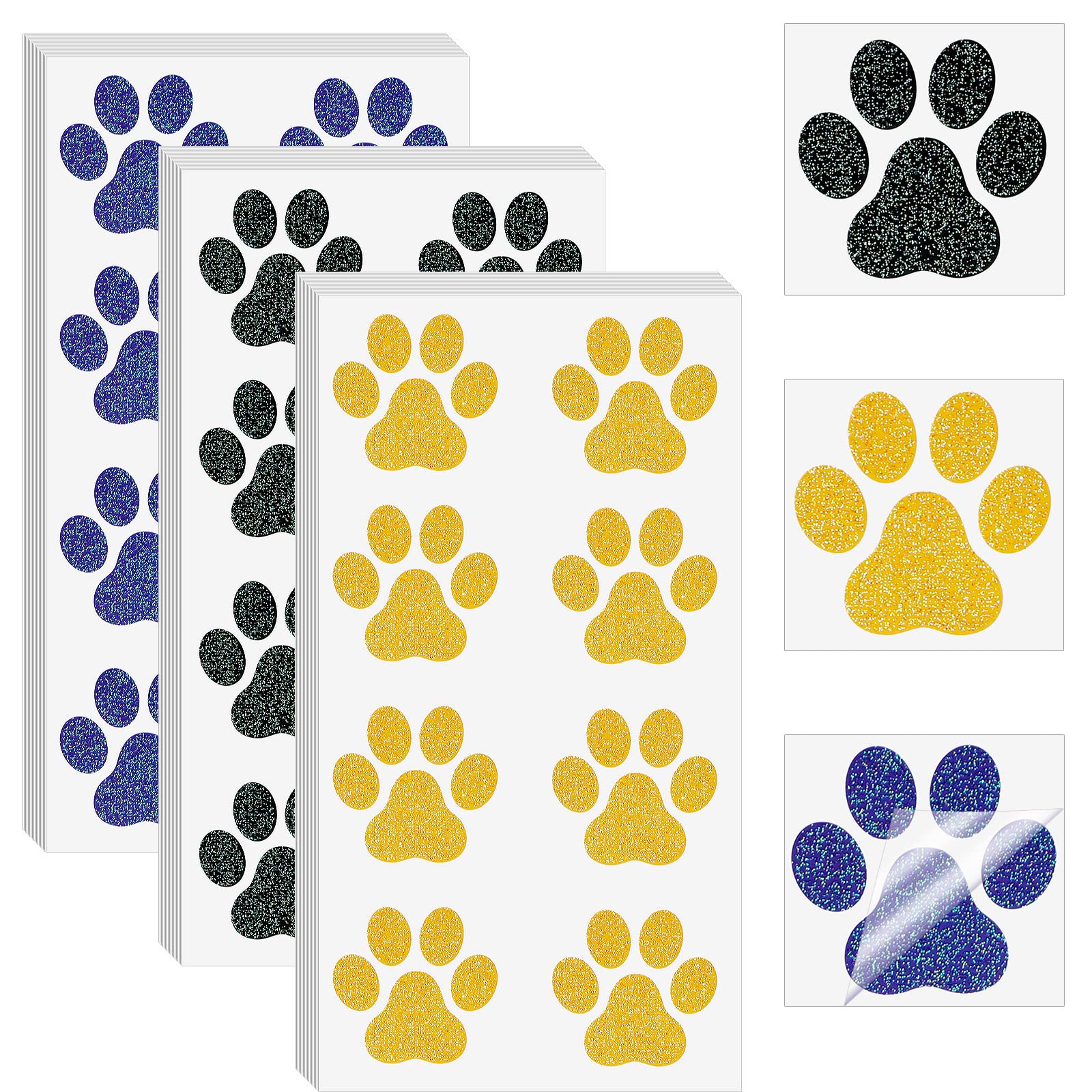 20 Sheets 240 Pcs Dog Paw Glitter Temporary Tattoos - Waterproof Body Stickers for Women & Girls - Face, Arm, Leg Decoration - Perfect for Parties, Halloween, Festivals & Pet Lovers