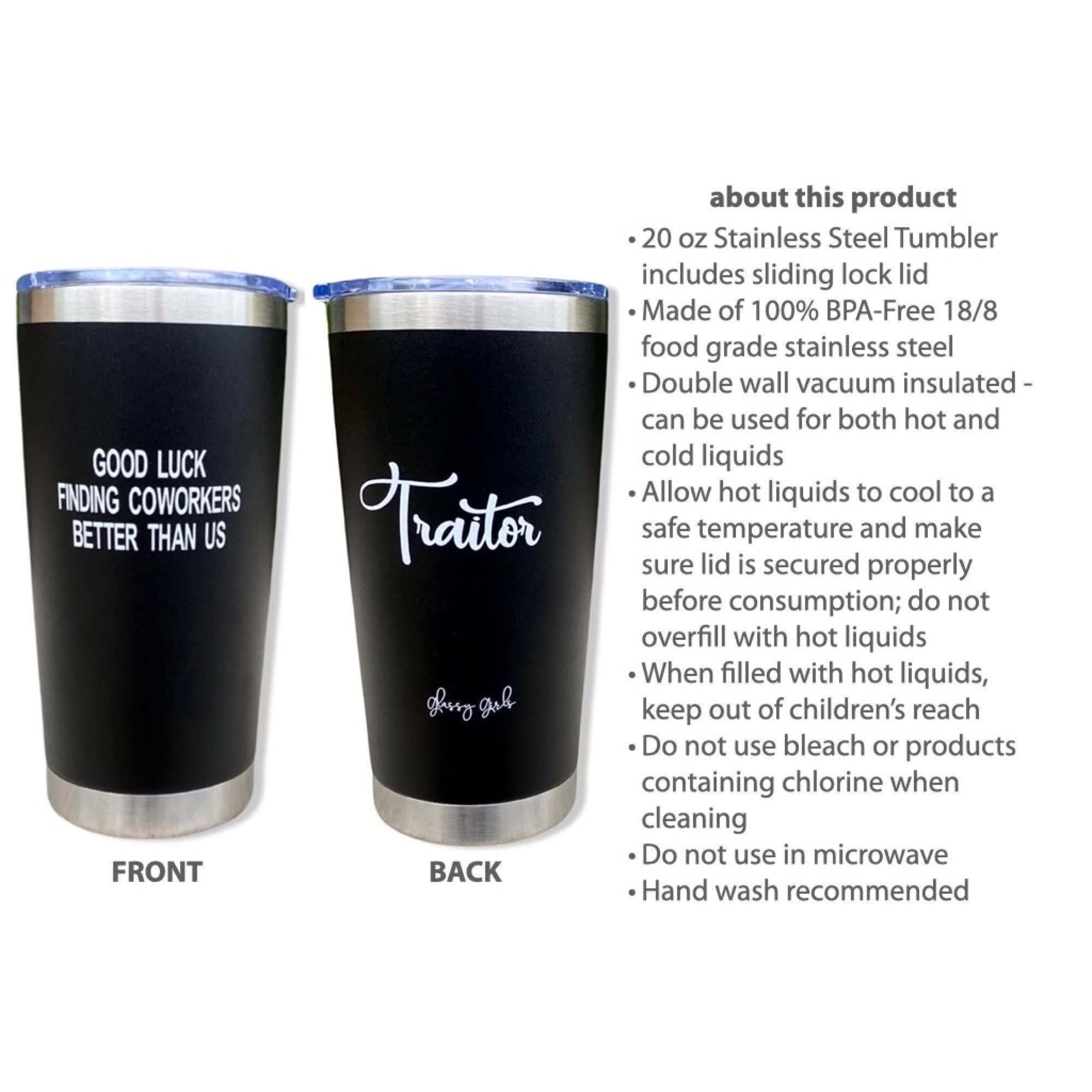 Good Luck Finding Coworkers Better Than Us - Funny Coworker Farewell Tumbler, Retirement Gift, New Job Celebration, Office Goodbye, 20 oz Black Steel Tumbler for Coffee & Drinks