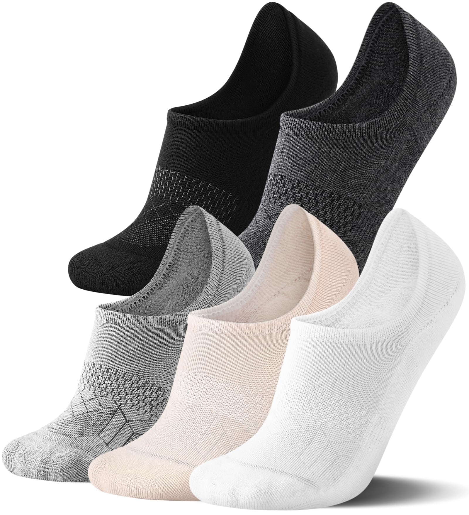 FITRELL Women's No Show Socks - Cotton Cushioned Athletic Invisible Socks (5-8 Pairs) for Running & Sneakers