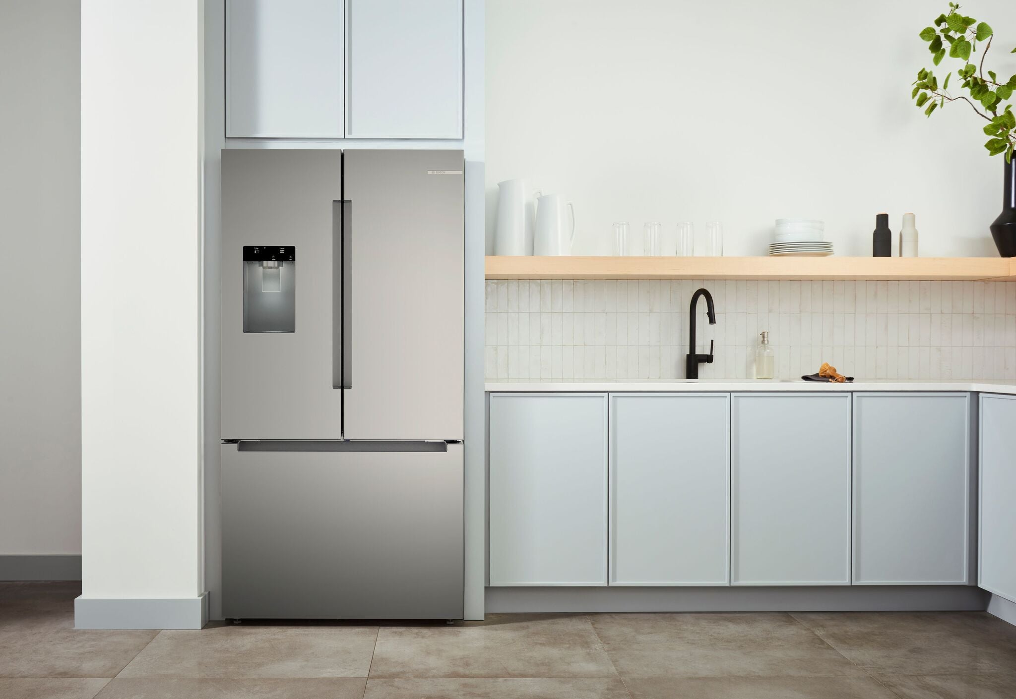 Bosch 26 Cu.Ft. Fingerprint Resistant Stainless Steel French Door Refrigerator with Bottom Freezer - Energy Efficient B36FD10ENS Model - Perfect for Modern Kitchens & Open Concept Homes