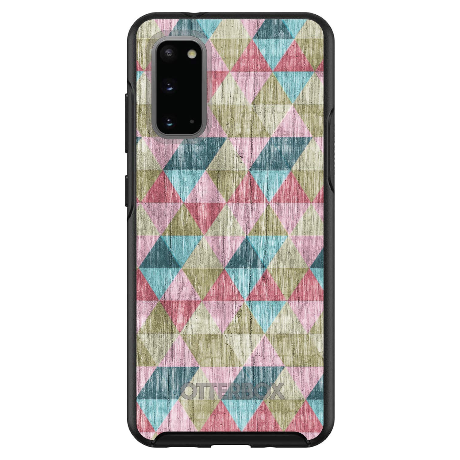 DistinctInk Samsung Galaxy S20 / S20 5G Case (6.2 Inch) - Rainbow Wood Grain Print Protective Phone Cover - Durable Slim Fit Replacement for OtterBox Symmetry - Custom Black & Multi-Color Design - Perfect for Everyday Use, Travel and Outdoor Activities
