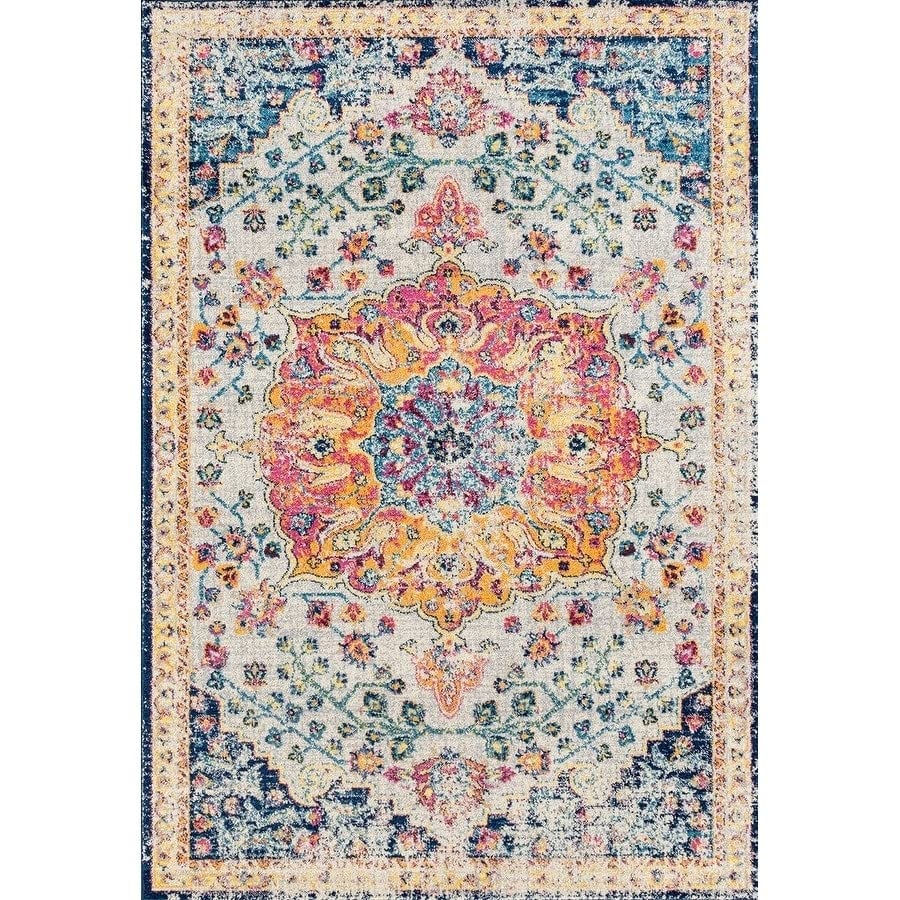 Westfield Home Versailles Amberley 8' Round Area Rug - Cream & Red Handmade Vintage Rug for Living Room, Dining Room, Entryway - Perfect for Classic Home Decor & High Traffic Areas