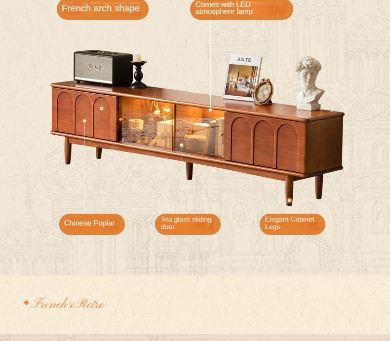 Antique Style Poplar Solid Wood TV Stand - Rustic Entertainment Center for Living Room, Bedroom & Home Theater