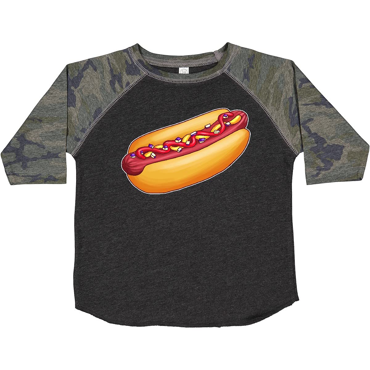 Inktastic Hot Dog Illustration Toddler T-Shirt with Mustard, Onions & Ketchup - Cute Graphic Tee for Kids, Boys & Girls - Perfect for Playdates, Birthday Parties & Summer Outfits