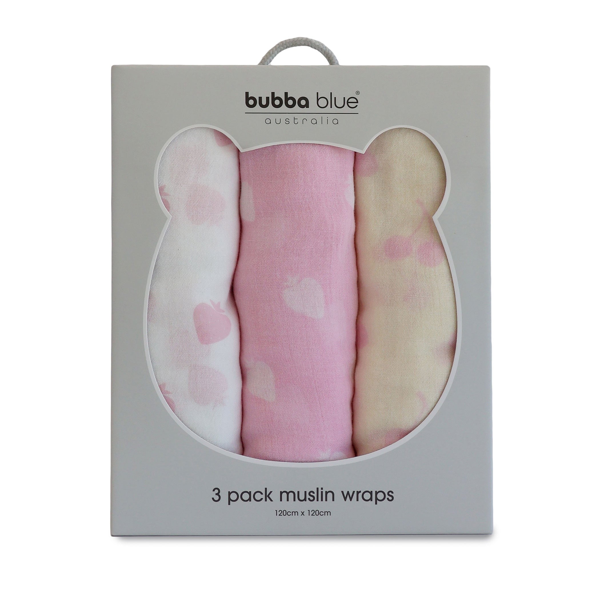 Nordic Sorbet 3-Pack Muslin Baby Swaddle Wraps - Soft Strawberry & Cherry Print - Breathable Cotton for Newborns & Infants - Perfect for Swaddling, Nursing Cover & Stroller Blanket