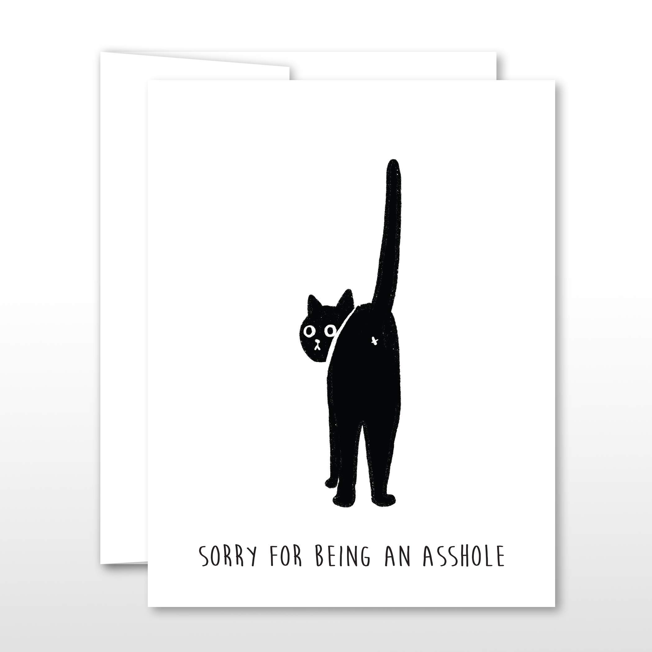 Funny Cat Apology Greeting Card - Blank 'I'm Sorry Asshole' Card with Cat Butt Design | Perfect for Humorous Apologies, Gifts & Special Occasions