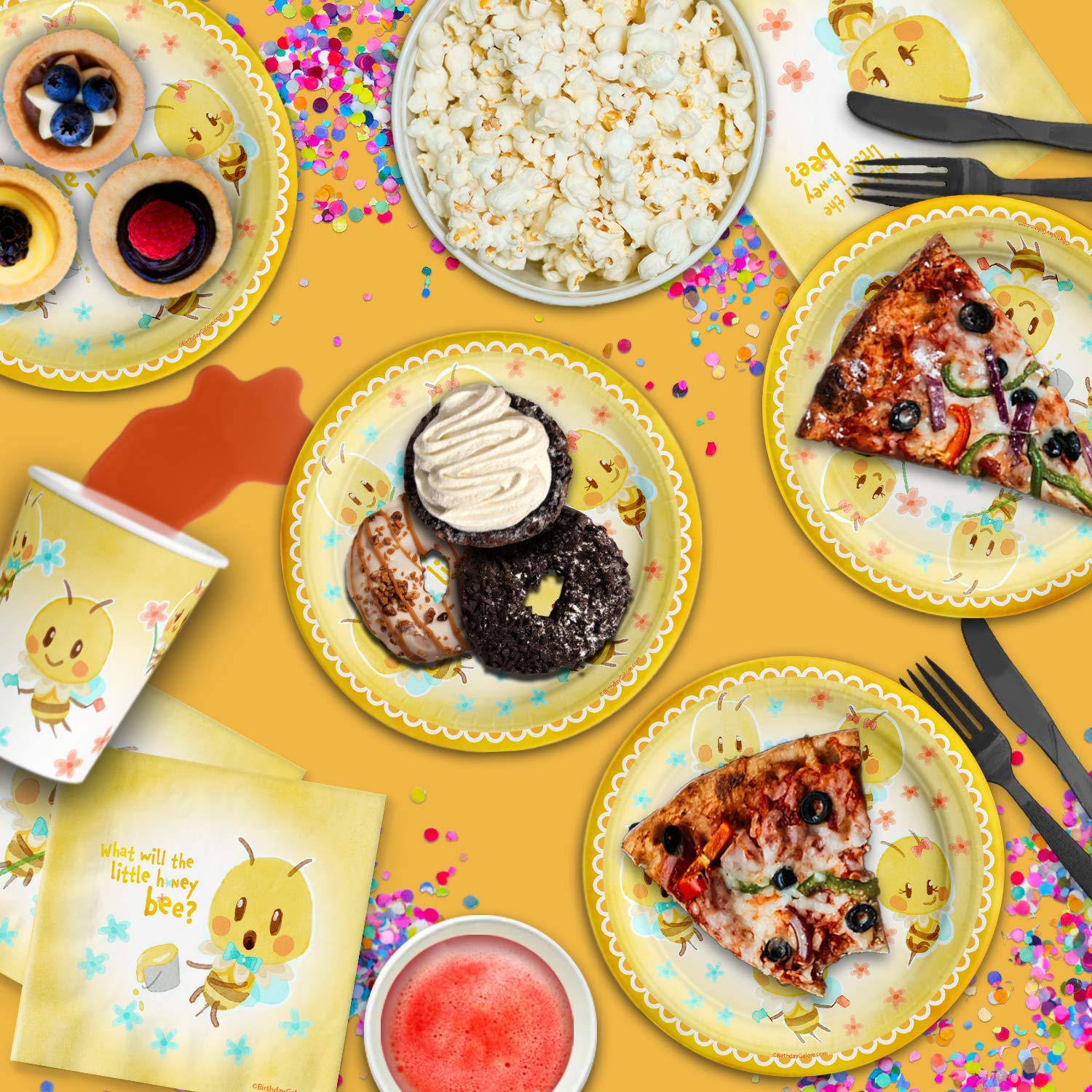 Little Honey Bee Gender Reveal Party Supplies Set - 16-Piece Tableware Kit with Plates, Napkins & Cups | Perfect for Baby Shower, Gender Announcement & Themed Celebrations