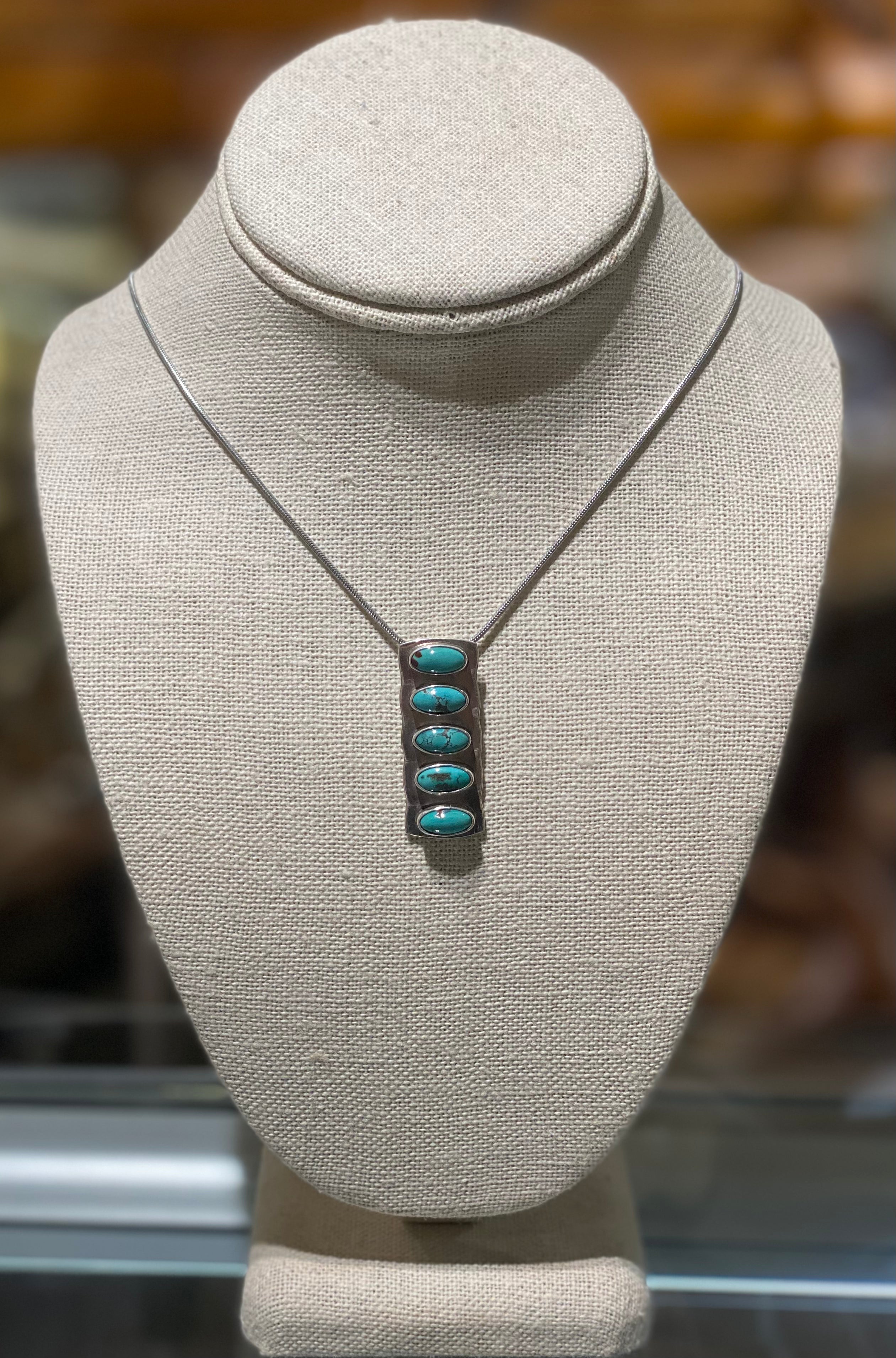 Turquoise Oval Drop Pendant Necklace - Handmade Sterling Silver Jewelry for Women | Perfect for Boho Style, Gift Giving & Everyday Wear
