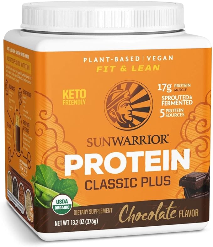 Sunwarrior Protein Classic Plus - Organic Plant-Based Protein Powder for Muscle Recovery & Weight Management | Ideal for Post-Workout, Smoothies & Healthy Lifestyles