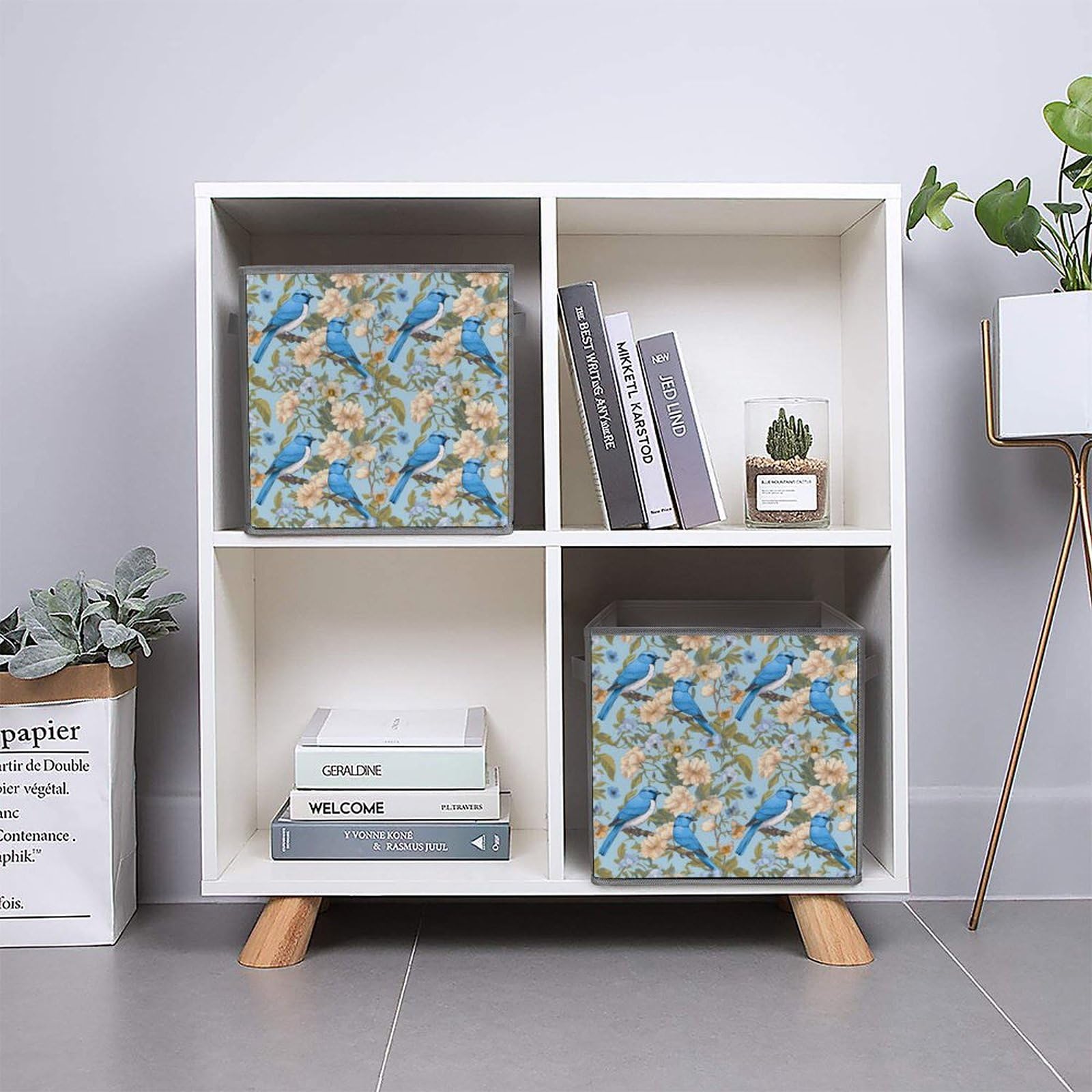 Blue Foldable Storage Cubes with Handles - 6 Pack Fabric Organizer Bins for Closet, Nursery, Office & Home Decor | Space Saving Collapsible Storage Baskets for Toys, Books & Laundry