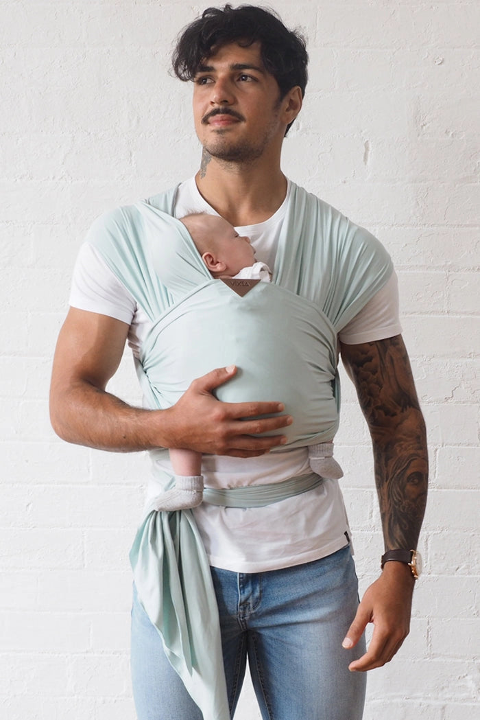 VIXSA Baby Wrap Carrier - Soft & Breathable Sage Green Sling for Newborns to Toddlers - Perfect for Hands-Free Parenting, Shopping & Outdoor Adventures