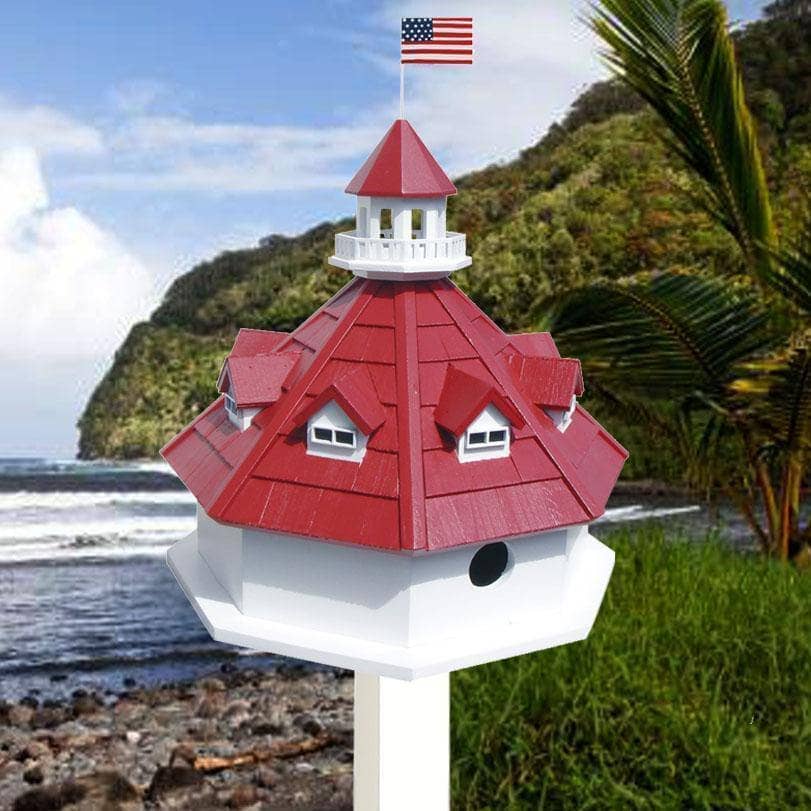 Handmade Chesapeake Bay Lighthouse Bird House - Decorative Garden Bird Feeder for Outdoor & Backyard Decor | Perfect for Bird Watching & Coastal Themed Gardens