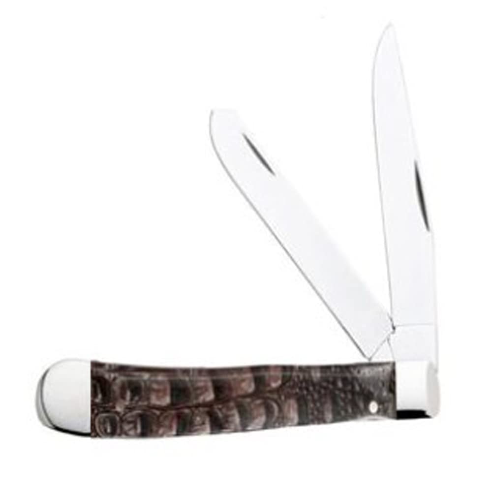Premium Folding Trapper Knife with Durable Acrylic Gator Handle - Compact EDC Pocket Knife for Hunting, Camping & Outdoor Adventures