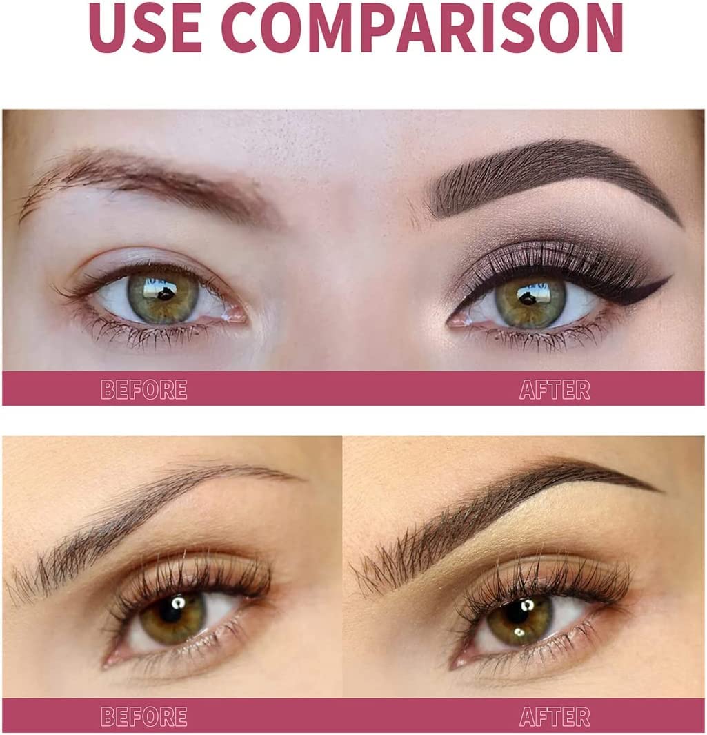 4D Hair Stroke Brow Stamp Brush - Ultra-Thin Eyebrow Brush for Realistic Microblading Effect, Multi-Function Brow Stamp Kit with Dark Brown Pigment | Perfect for Eyebrow Makeup, Microblading Practice & DIY Beauty