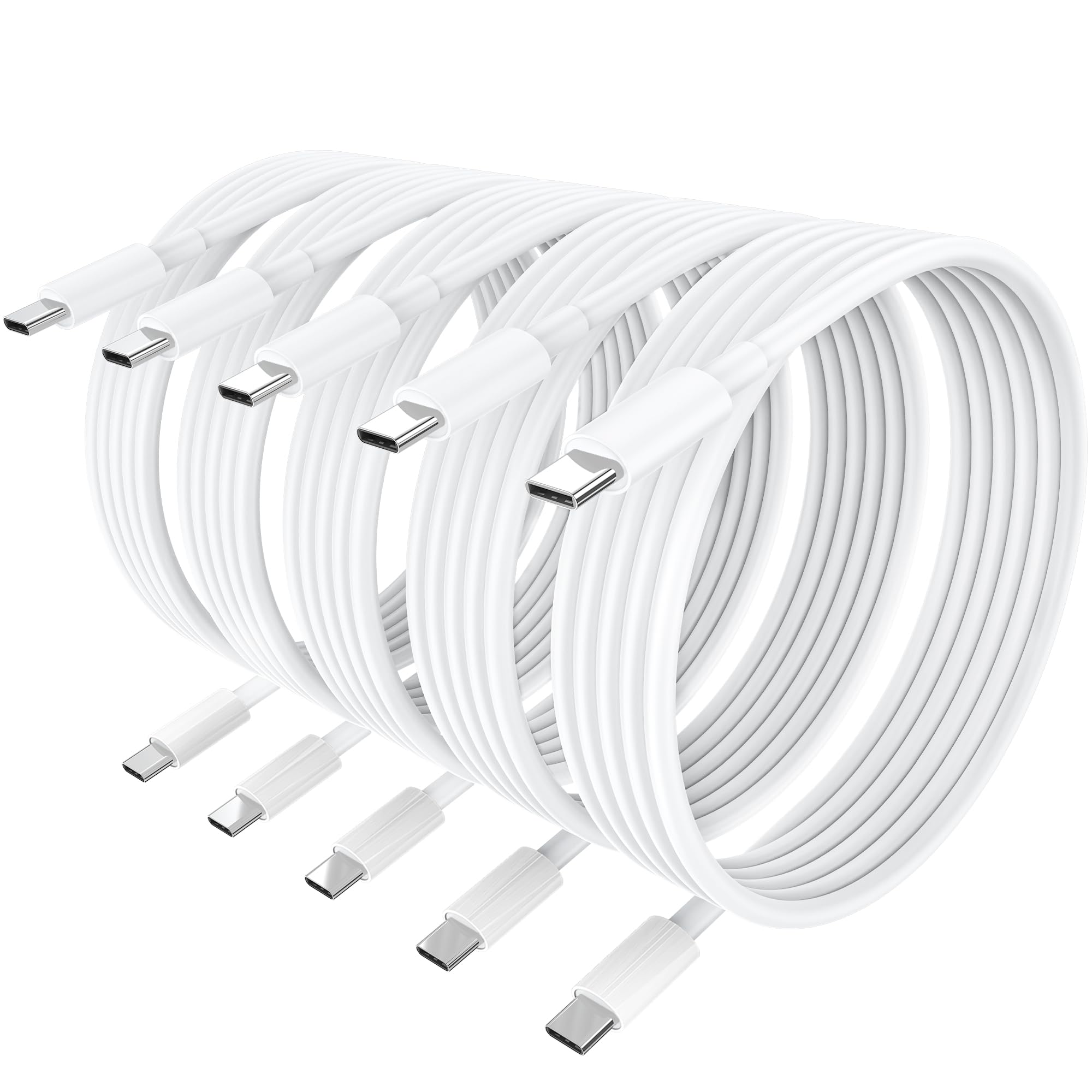 5-Pack 10FT USB C to USB C Fast Charging Cable - Compatible with iPhone 15/15 Pro/15 Pro Max, MacBook Air 2023, iPad Pro 2023 & More - Durable Long Type C Charger Cord for Home, Office & Travel