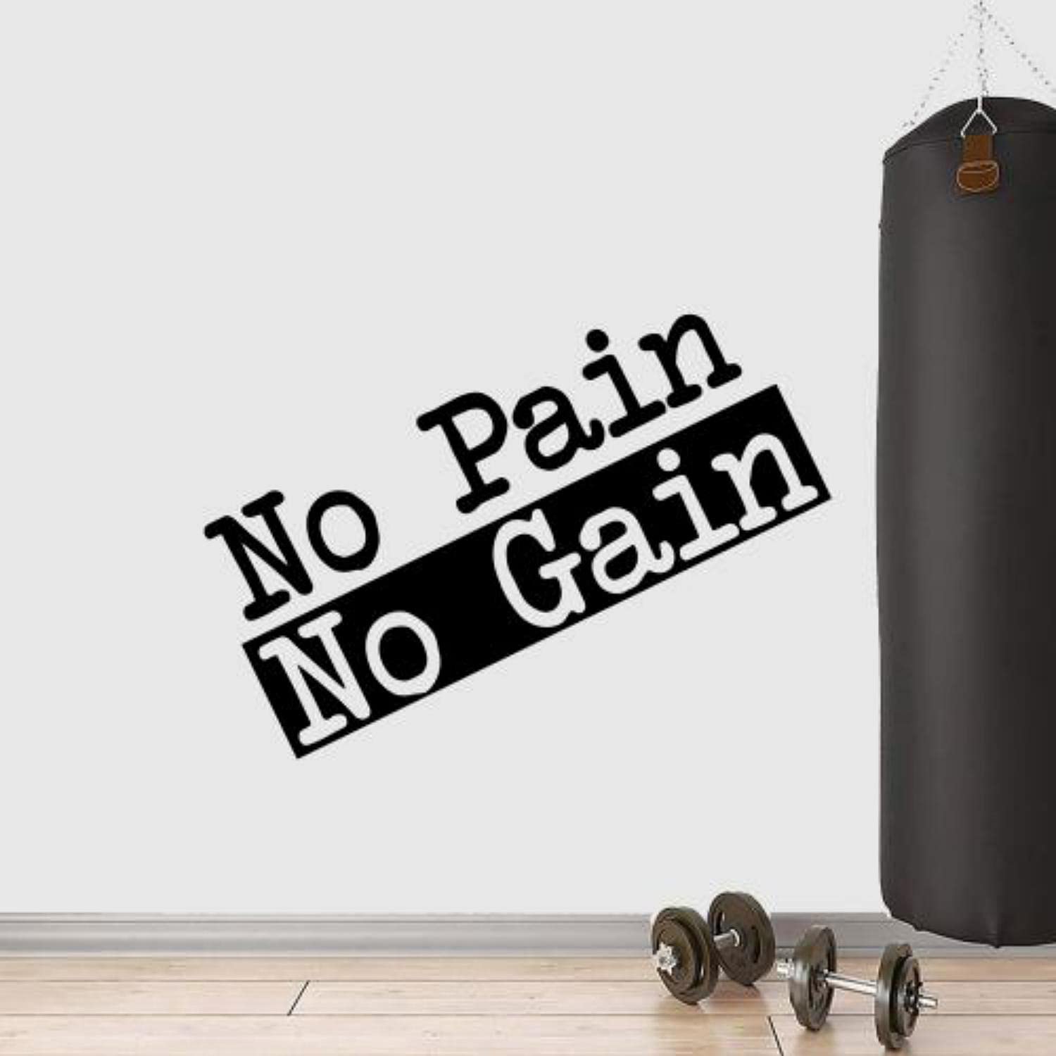 No Pain No Gain Fitness Vinyl Wall Decal - Motivational Gym Wall Art for Crossfit & Home Workout - Removable Bodybuilding Sticker for Home Gym & Fitness Centers - Perfect for Workout Room & Garage Gym Decor