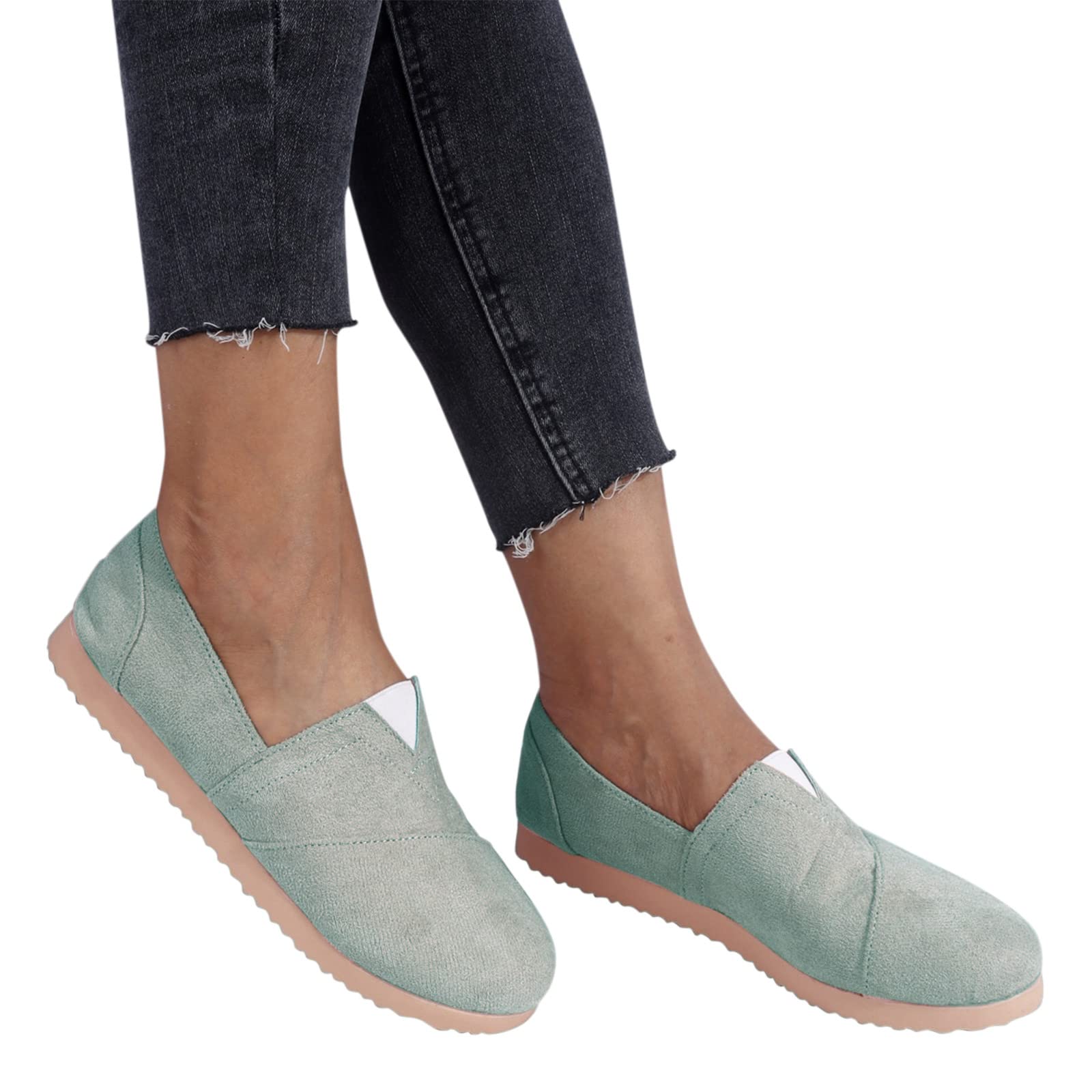 Women's Comfortable Walking Sneakers - Flat Soft Sole, Breathable Non-Slip Casual Shoes | Wide Width Slip-On Fashion Sneakers for Walking, Travel & Everyday Wear