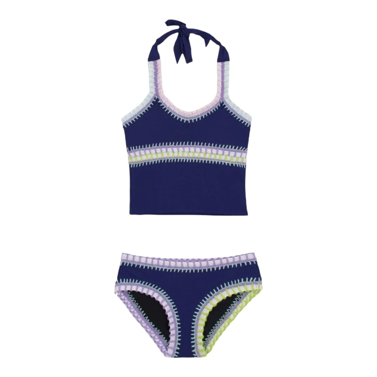Rainbow Embroidered Tankini Two Piece Swimsuit - Stylish Women's Swimwear for Beach, Pool & Summer Vacations