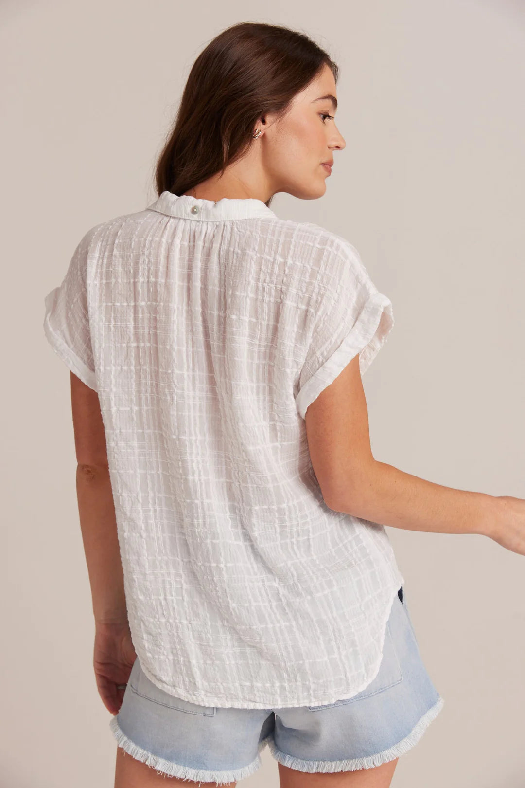 Women's White Cap Sleeve Button Down Shirt - Casual Office Wear & Summer Outfits