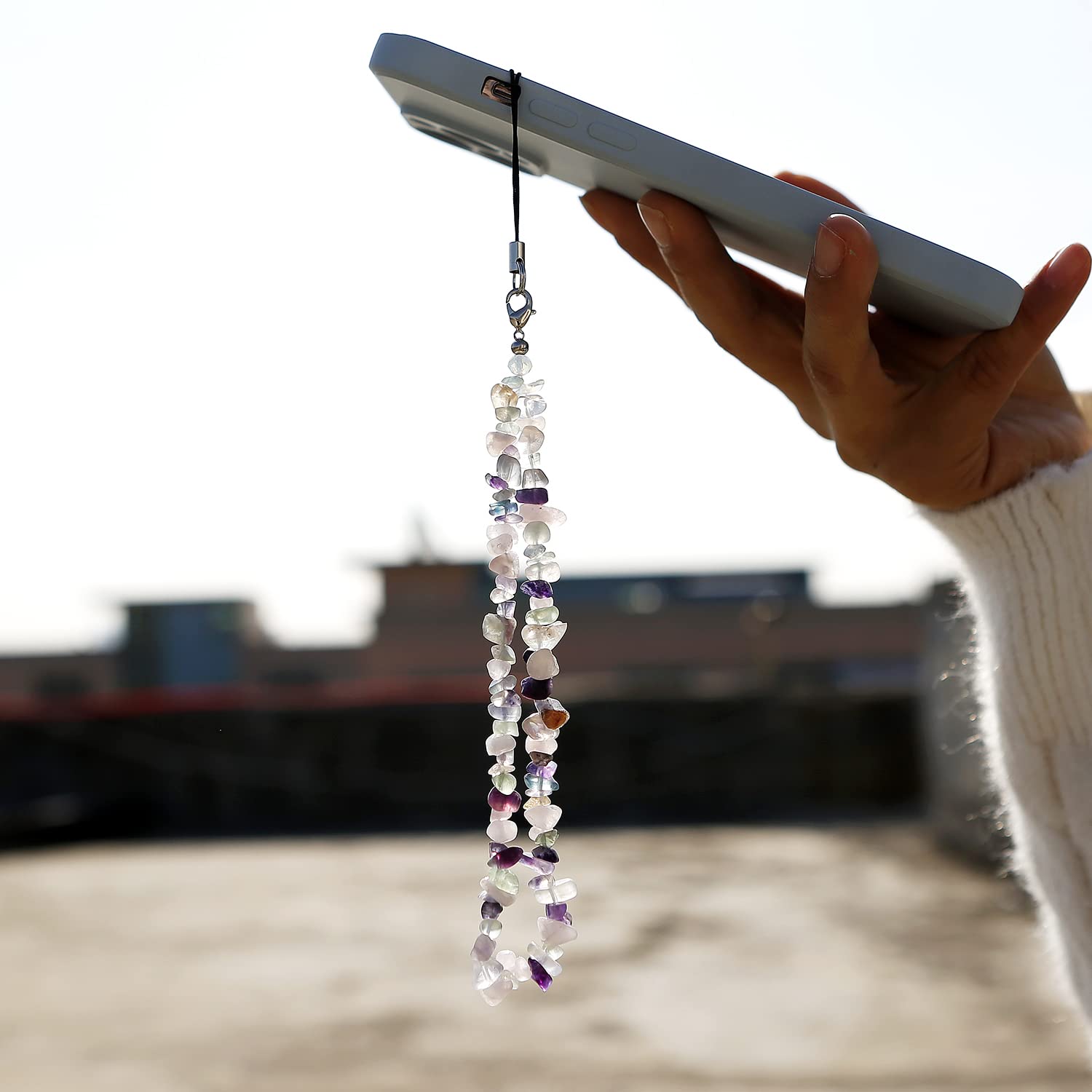 Gemstone Phone Lanyard & Wrist Strap for Women - Natural Charm for Phone & AirPods | Stylish Accessory for Daily Use