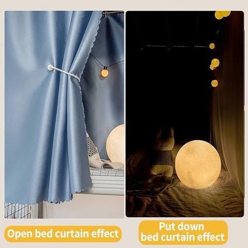Blue Dorm Bed Canopy Curtain Set with 4 Corner Post Frame - Twin Bunk Bed Canopy Tent for College Students & Kids - Perfect for Dorm Rooms, Bunk Beds & Sleep Privacy