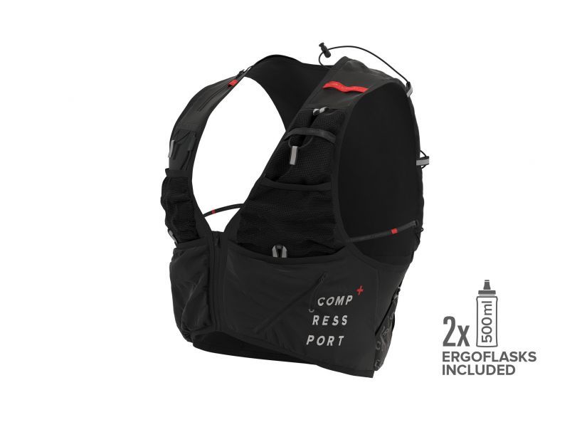 COMPRESSPORT Unisex UltRun S Pack Evo 15 Hydration Running Vest - Lightweight & Breathable for Trail Running & Hiking - Black