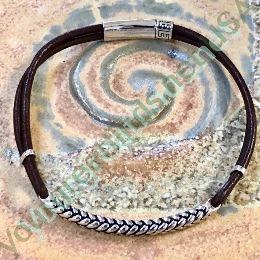 Sterling Silver Brown Leather Cord Bracelet for Women - Handmade Adjustable Wrap Bracelet for Boho, Casual & Everyday Wear