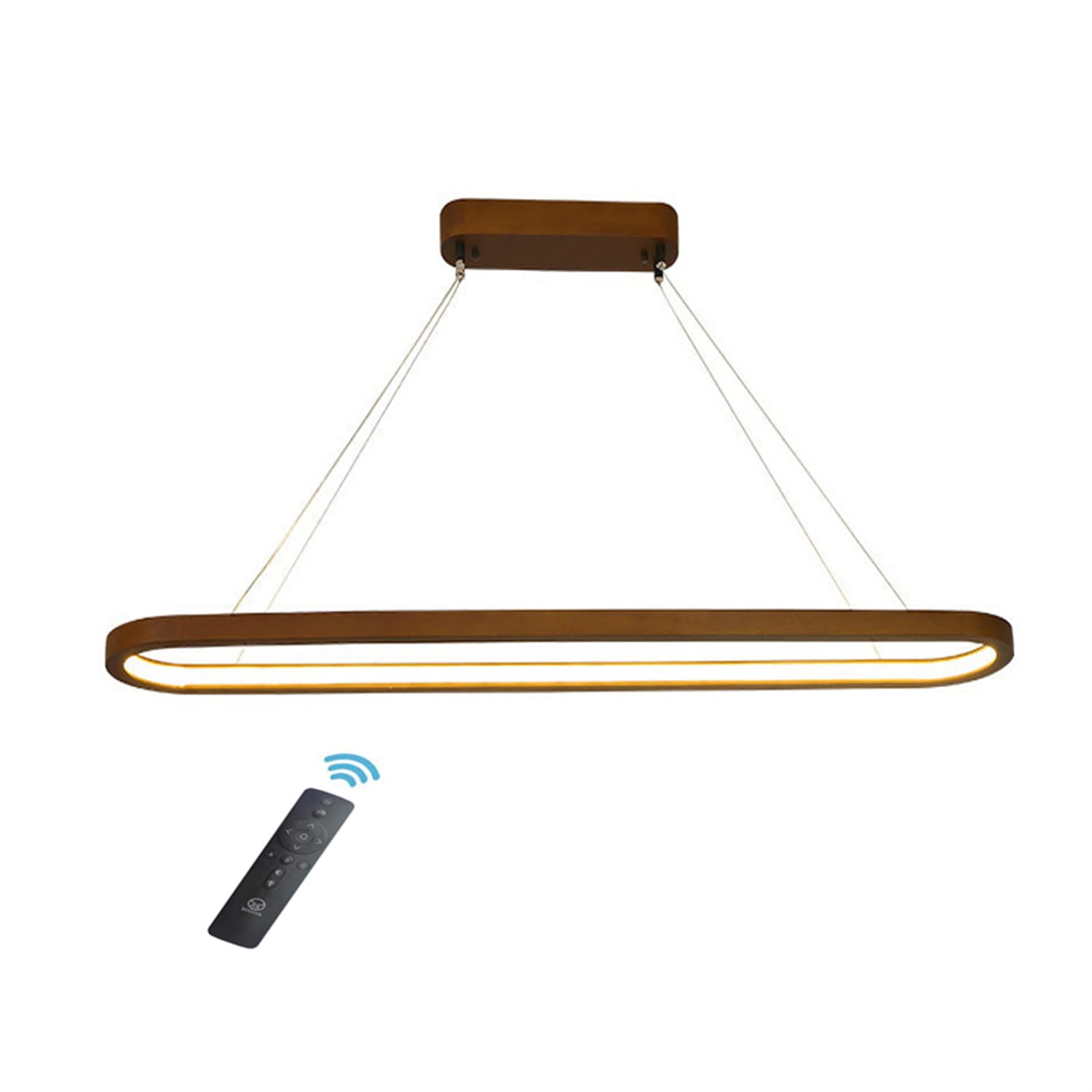 Minimalist Wood Linear Pendant Light - Dimmable LED Hanging Light for Dining Room, Kitchen Island, Living Room, Bar & Office - 60cm Modern Scandinavian Style Lighting Fixture (Perfect for Farmhouse, Loft & Contemporary Spaces)
