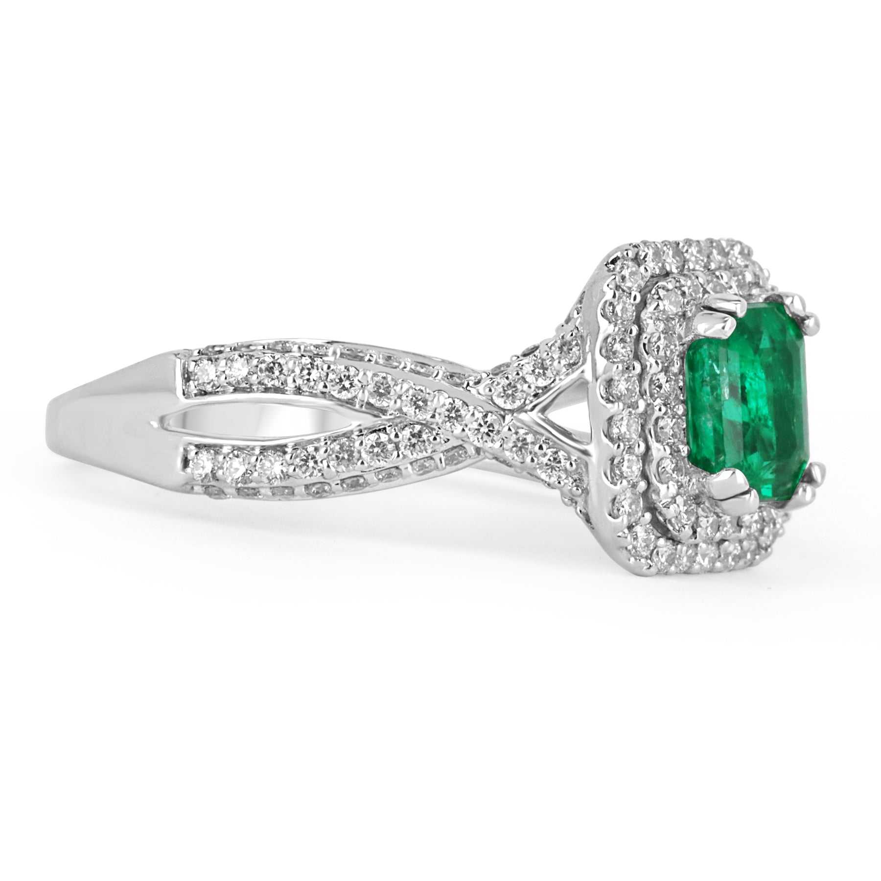 2.23tcw AAA+ Natural Emerald & Diamond Halo Statement Ring in 14K Gold - Elegant Jewelry for Weddings, Anniversaries & Special Occasions
