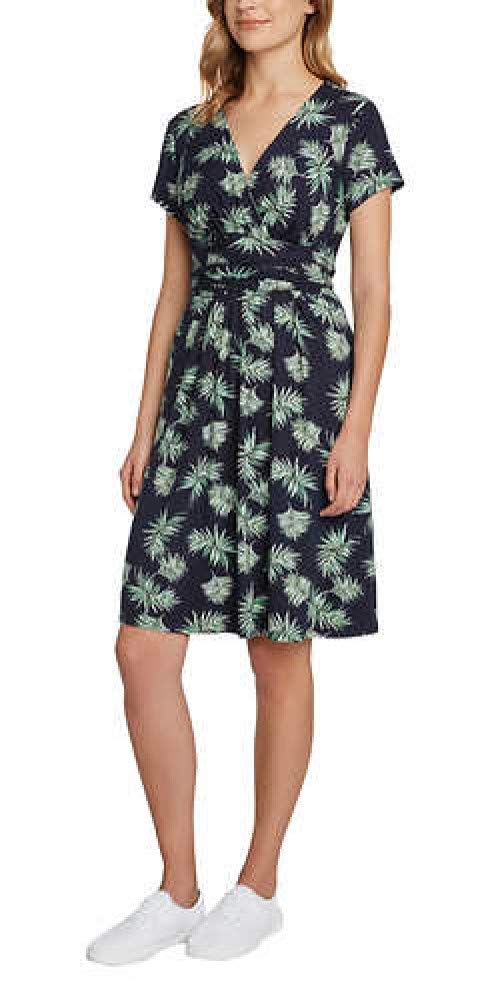 Matty M Women's Wrap Dress Short Sleeve Stretchy Soft Knee-Length Navy Blue XL - Perfect for Office Wear, Summer Outfits & Casual Occasions