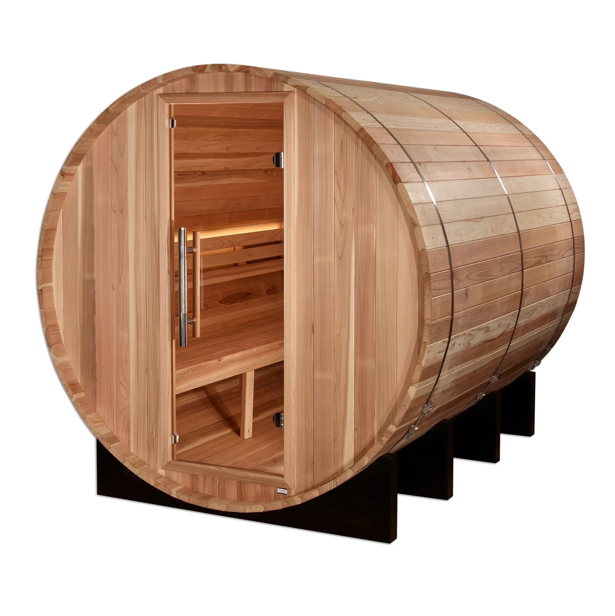 Golden Designs Klosters 6-Person Barrel Sauna - Traditional Cedar Wood Outdoor Sauna for Relaxation & Detox - Perfect for Backyard, Spa & Home Wellness Retreat