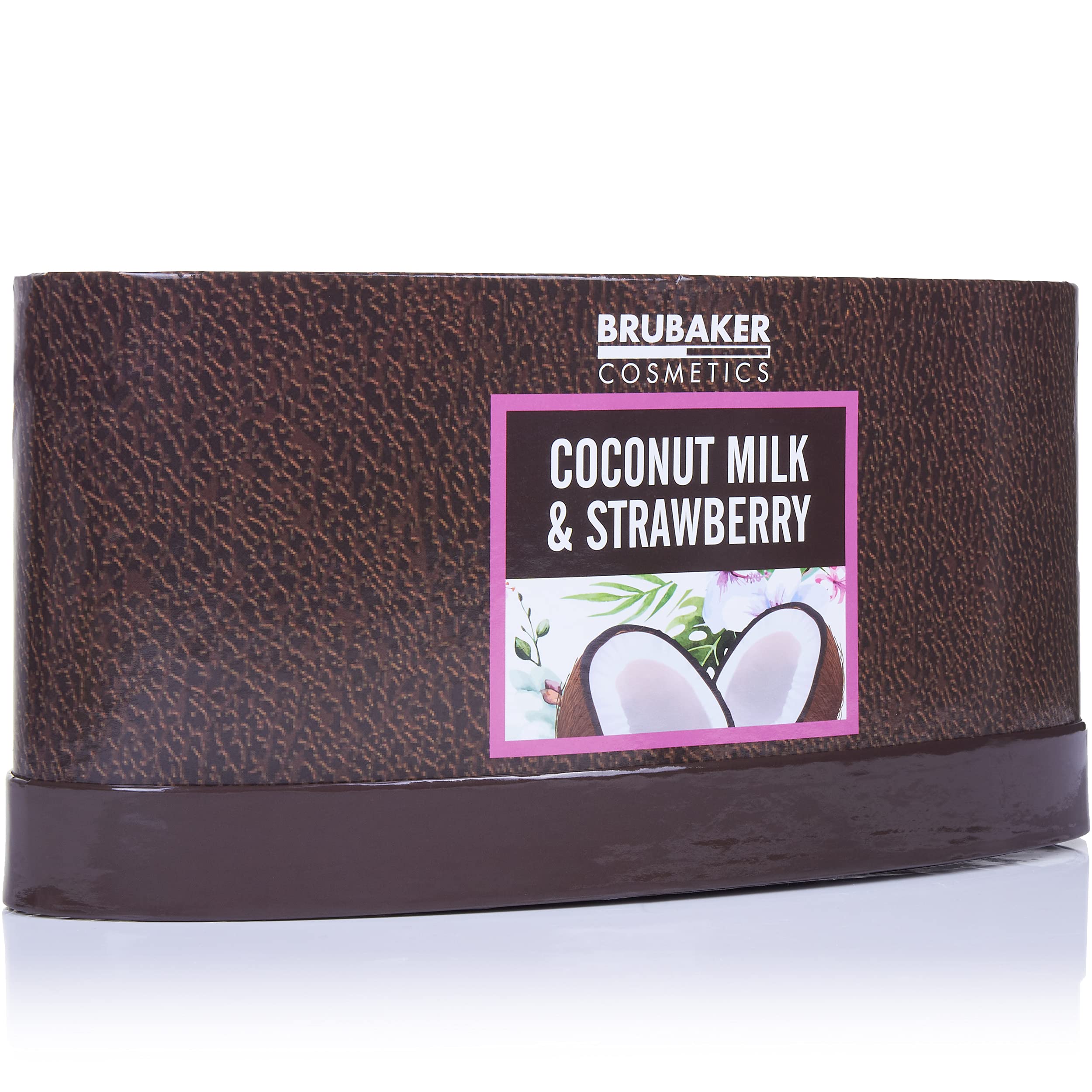 BRUBAKER Coconut Milk & Strawberry Scented Bath & Body Gift Set - 5 Piece Home Spa Basket with Body Lotion, Bath Bombs & More - Perfect for Relaxation, Self-Care Gifts & Pampering Sessions