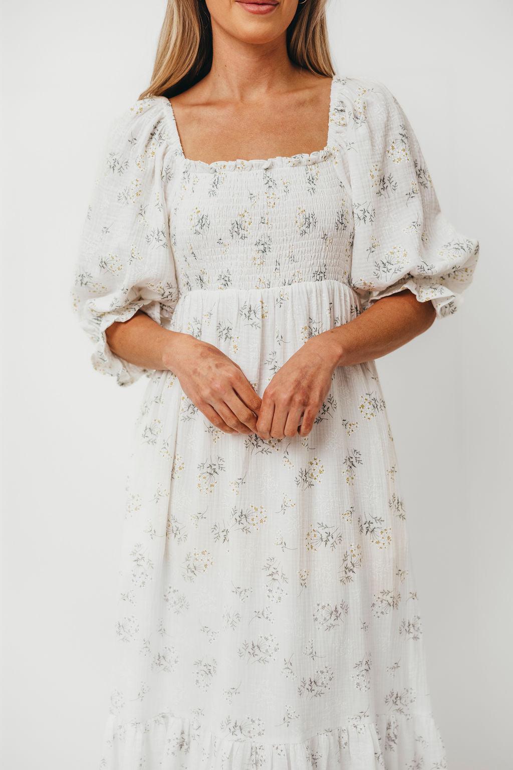 Livvy 100% Cotton Maxi Dress in Chamomile - Flowy Summer Beach Dress for Women, Boho Chic Long Dress for Vacation, Outdoor & Casual Wear