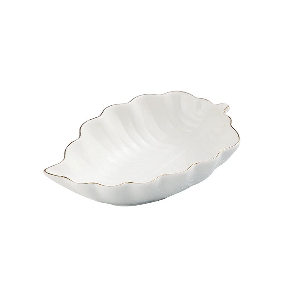 Ceramic Dipping Sauce Bowls - Leaf-Shaped Condiment Dishes & Appetizer Plates for Seasoning, Snacks, Sushi, Chips & Dips (5.12 Inch, White) - Perfect for Parties, Entertaining & Everyday Dining