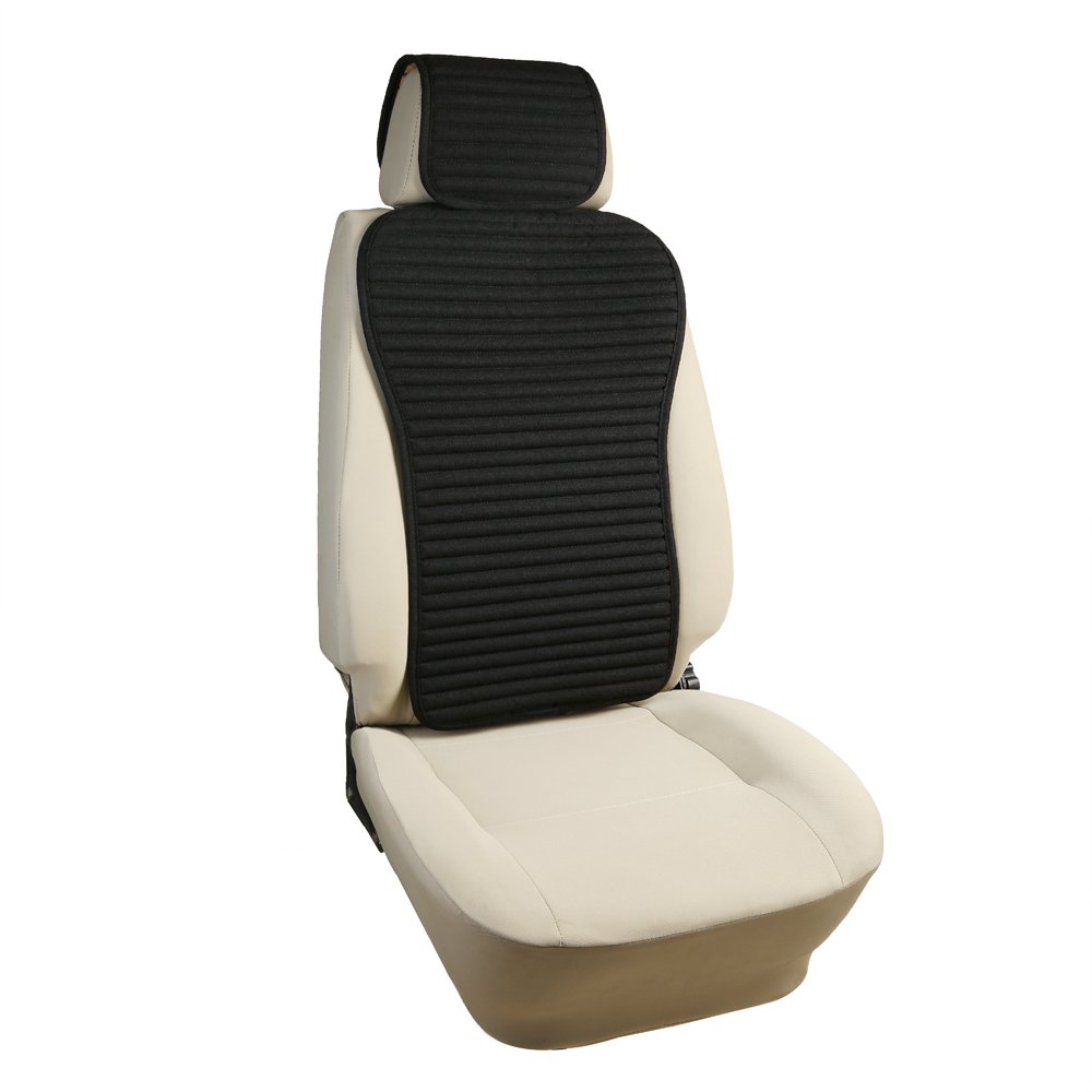 Universal Buckwheat Hull Car Seat Covers Backrest - Airbag Compatible, Breathable & Comfortable (1 Pack, Black) - Perfect for Long Drives, Commuting & Road Trips