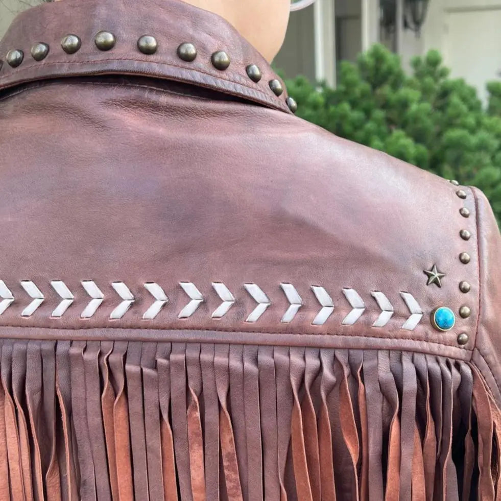 Stylish Leather Western Jacket with Fringe for Men & Women | Cowboy Chic Outerwear for Rodeo, Music Festivals & Night Out