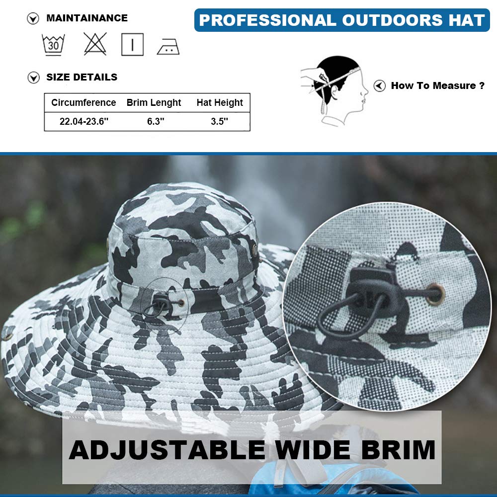 Stylish Super Wide Brim Sun Hat for Men & Women - UPF 50+ Fishing Bucket Hat, Safari & Cowboy Hat for Outdoor Activities, Beach, Travel & Summer Protection