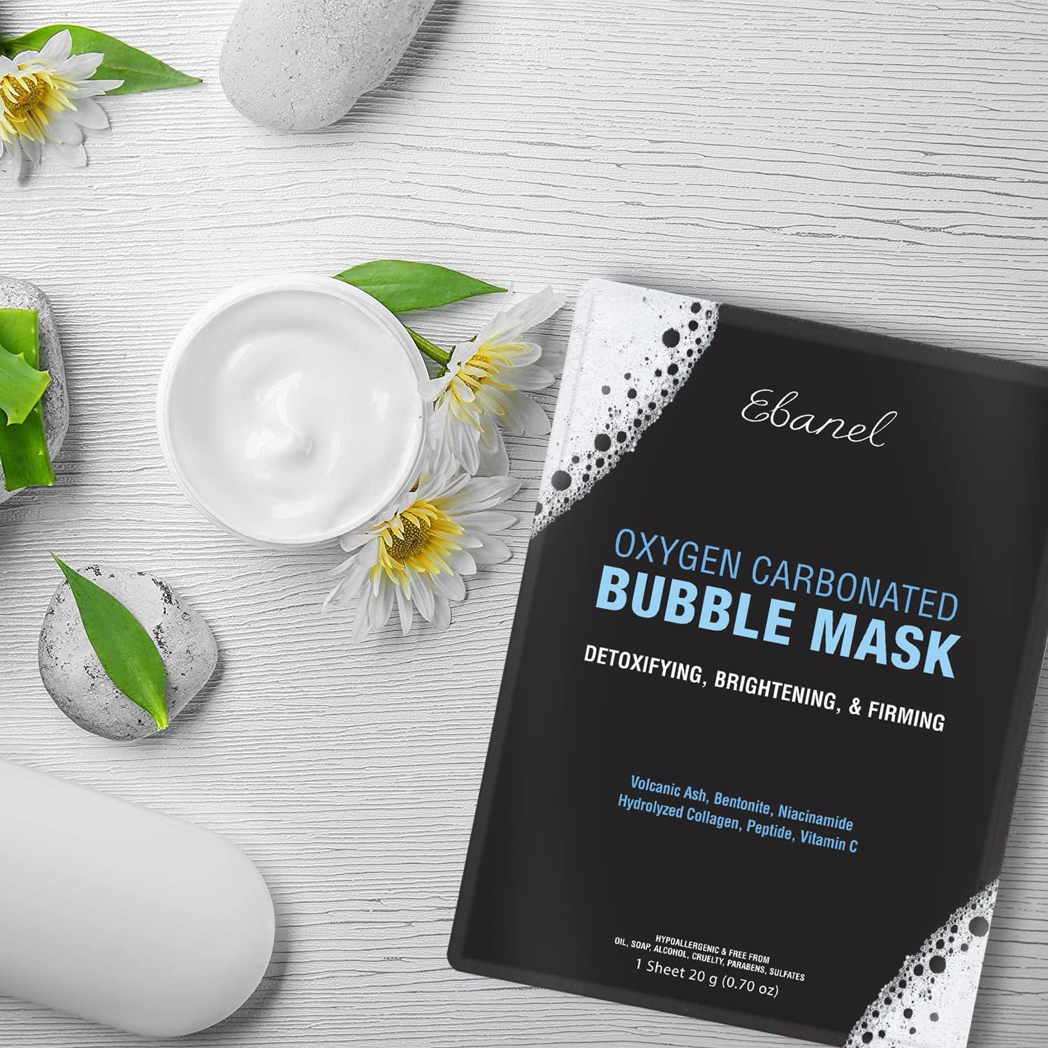 Ebanel 10 Pack Carbonated Bubble Clay Mask - Deep Cleansing Detox Face Mask with Volcanic Ash, Bentonite Clay, Collagen Peptides, Vitamin C, Hyaluronic Acid & Niacinamide for Blackhead Removal & Pore Minimizing | Spa Day & Self Care Treatment