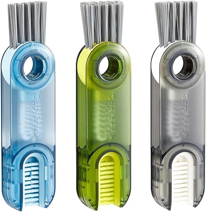3-Pack Multipurpose Bottle Gap Cleaner Brush Set - Cup Cover & Crevice Cleaning Tools for Water Bottles, Straws, and Home Kitchen Accessories - Perfect for Deep Cleaning Hard-to-Reach Spots in Baby Bottles, Travel Mugs, and Reusable Drinkware