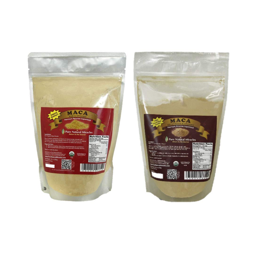 Organic Maca Root Powder 1 lb - Raw & Gelatinized, USDA Certified, Pure Natural Peruvian Superfood - Boost Energy, Libido & Hormone Balance - Perfect for Smoothies, Baking & Wellness Drinks