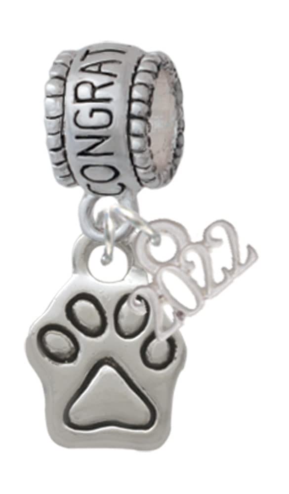 Silver Mini Paw Charm Bead for Jewelry Making - Gift for Pet Lovers