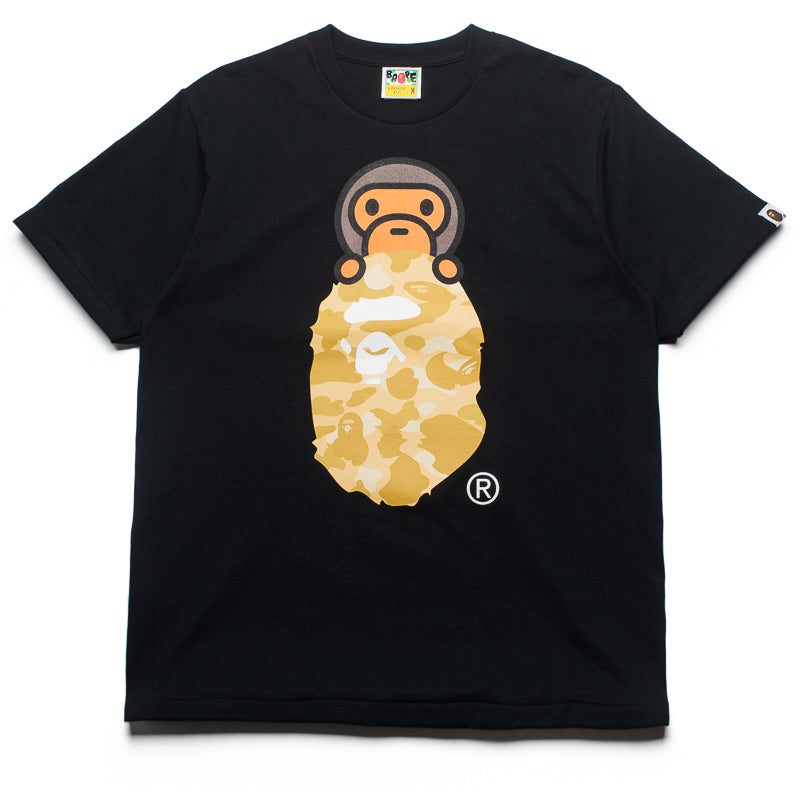BAPE Color Camo Milo On Head T-Shirt - Black & Yellow Streetwear for Casual Wear & Urban Fashion