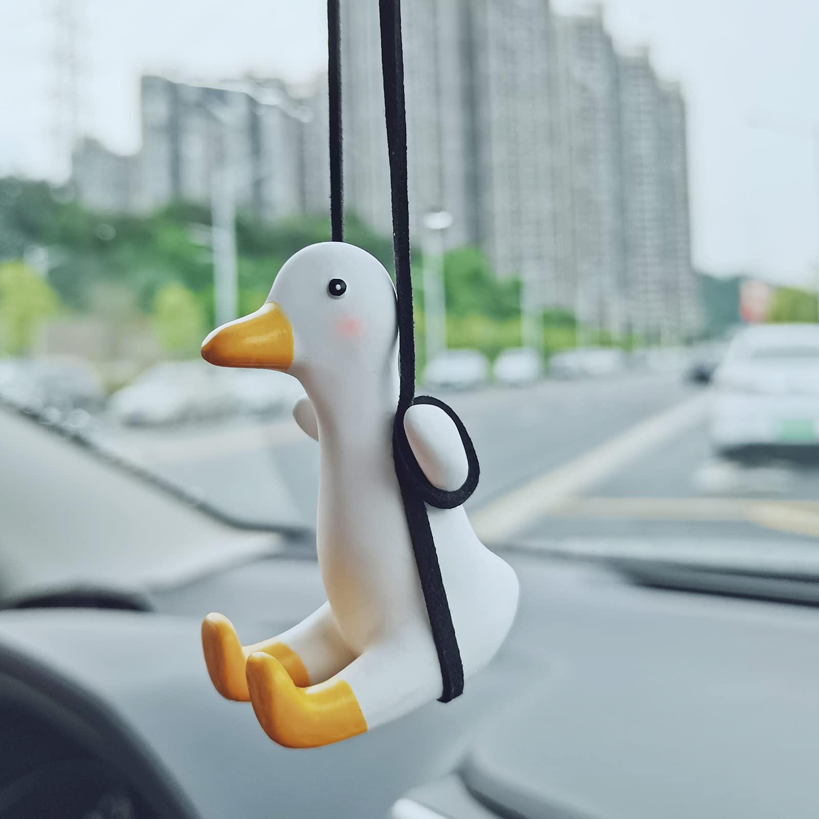 Cute Swing Duck Car Hanging Ornament - Lovely Duck Pendant for Rearview Mirror, Fun Car Decor Accessories for Women | Perfect for Road Trips & Daily Commute